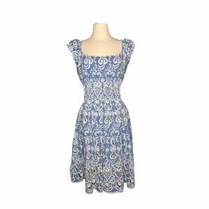 Payal Jain Anthropologie Mira Cotton Embroidered Off Shoulder Lace Midi Dress